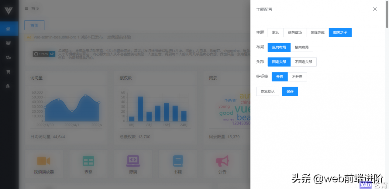 国内首个 vue3.0 antdv 开源Admin管理系统