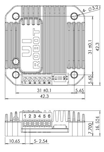 UIM241xx 步进电机RS232通讯控制驱动器外形尺寸图