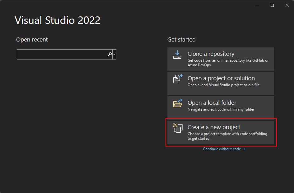 在 Visual Studio 2022 for .NET 7 中创建新的 WPF 项目。